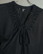 “GUCCI” 2001-2004 Tom Ford era gathered wool fringe knit top