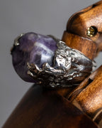 "Yves Saint Laurent Rive Gauche"
Raw amethyst sculpture silver ring