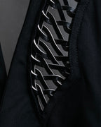 "LOUIS VUITTON" Leather tape cross knit detail vest