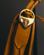 "Yves Saint Laurent" 70's-90's Woven leather shoulder bag