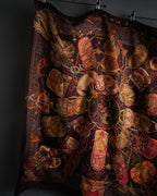 “GUCCI” 90’s Oriental motif silk carré scarf