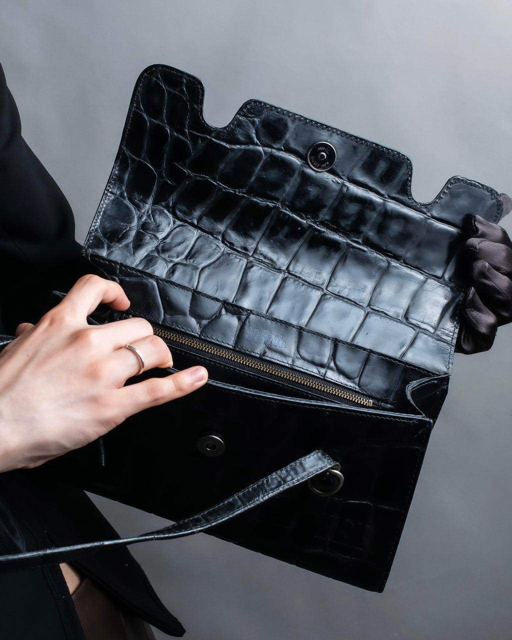 “Jean Paul Gautier” Crocodile-embossed shoulder bag