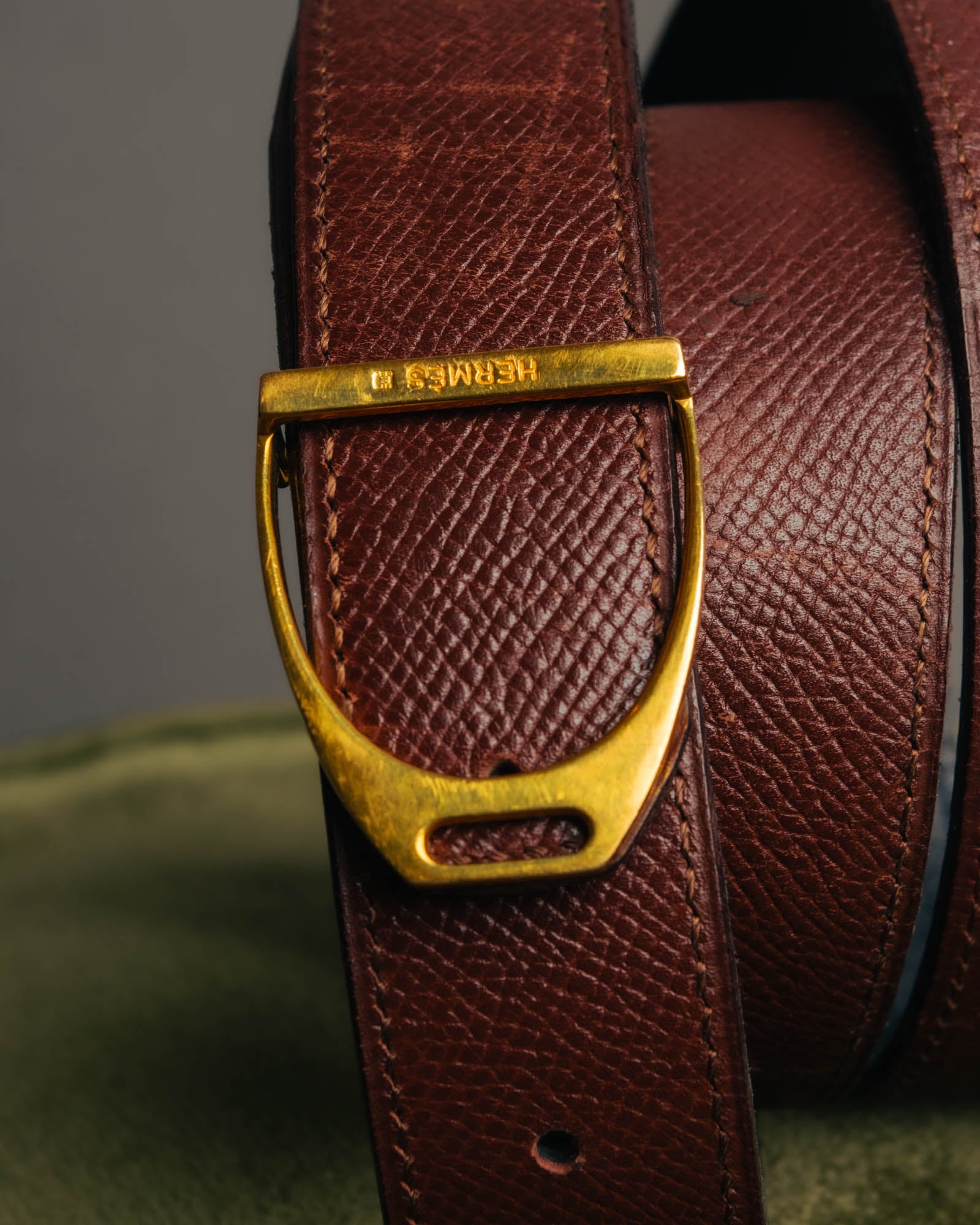 "Hermès" Vintage grained leather belt