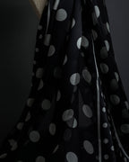 "YVES SAINT LAURENT" Large polka dot silk long scarf