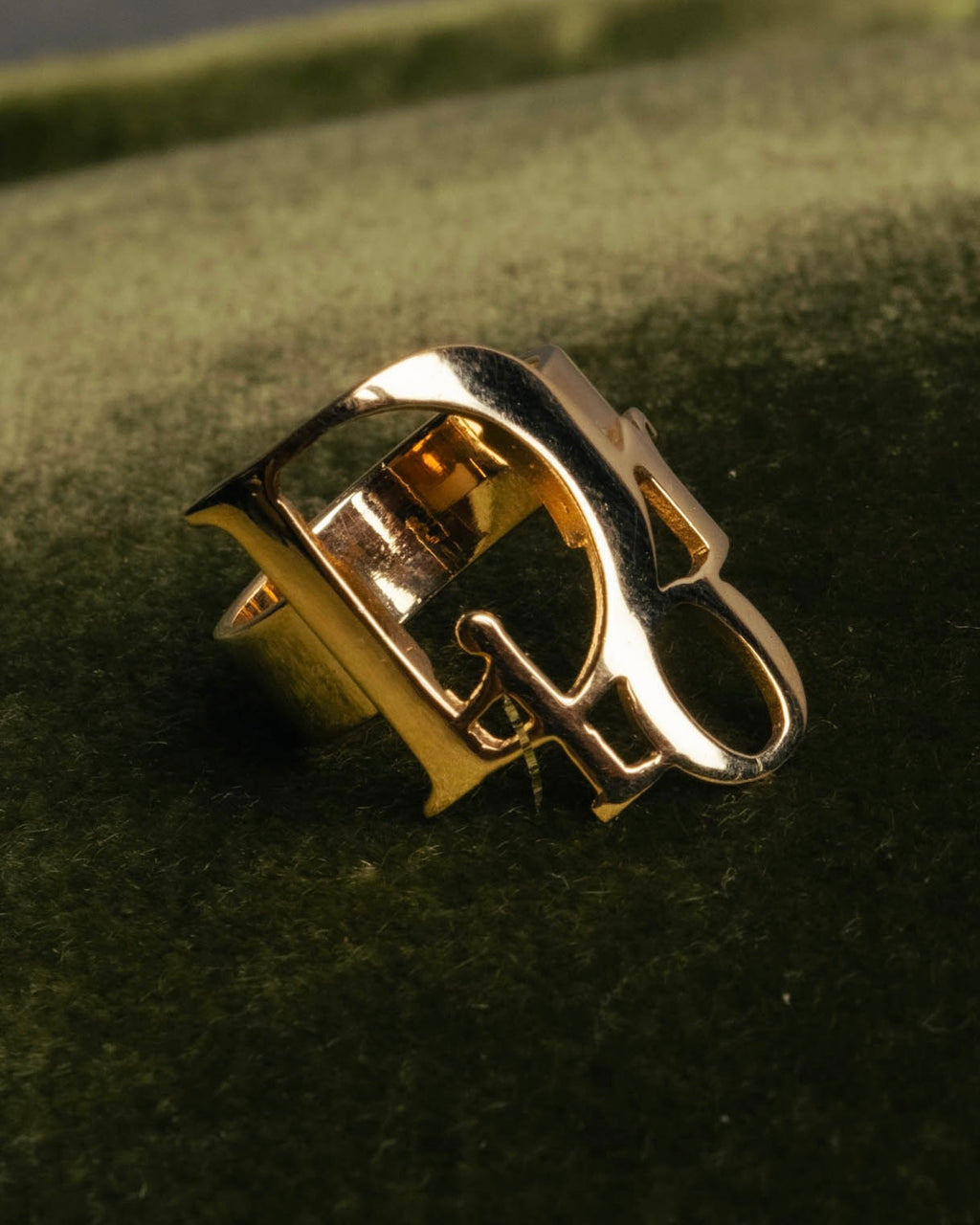 "Christian Dior" 00's Openwork Dior logo gold ring