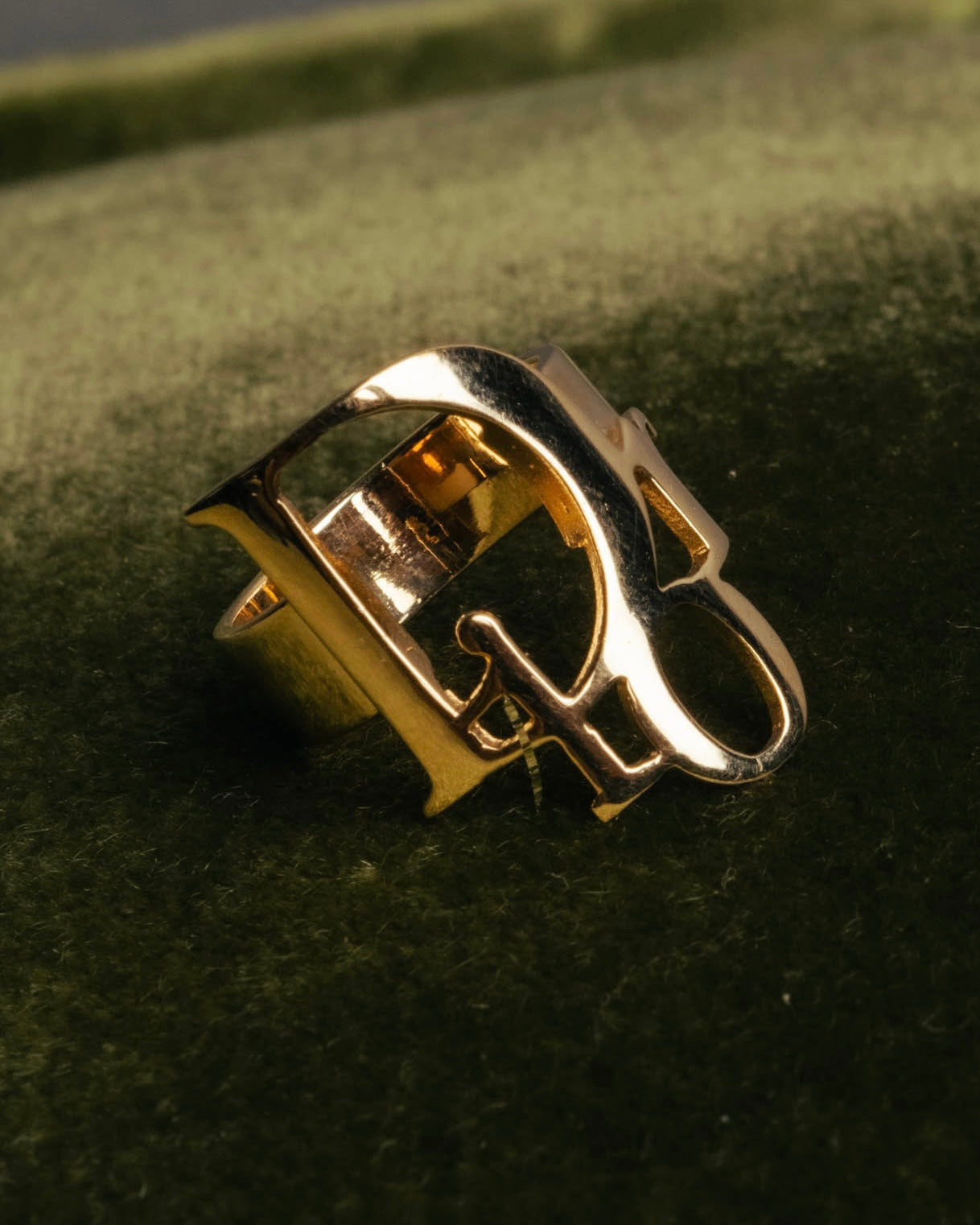 "Christian Dior" 00's Openwork Dior logo gold ring