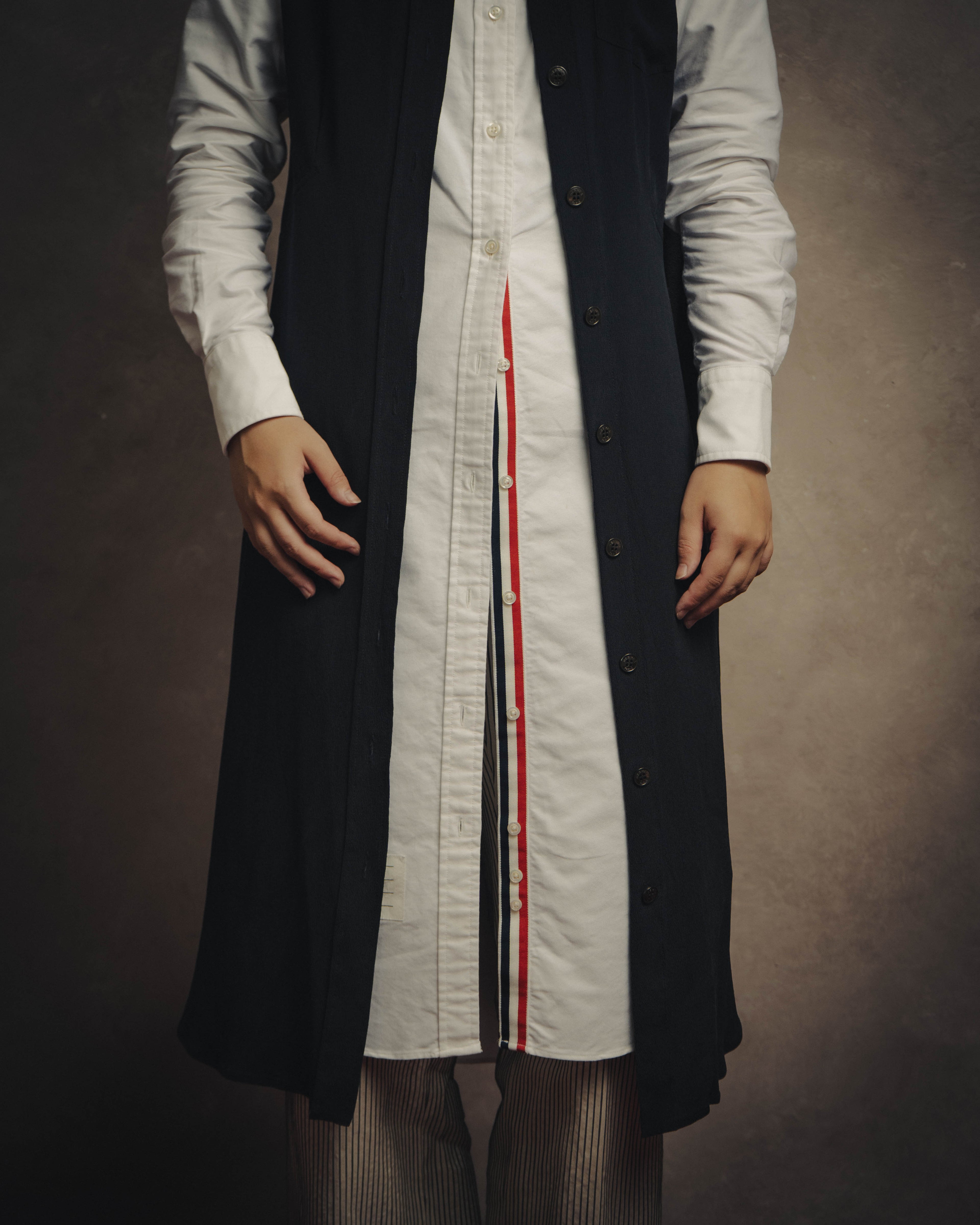 -SPECIAL- “HERMÈS“ 00’s-10’s Sleeveless silk draped shirt dress