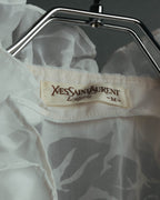 “Yves Saint Laurent” 80’s-90’s Sheer floral ruffle lingerie robe