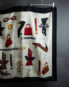 "Christian Dior" Parisian accessory motif silk scarf