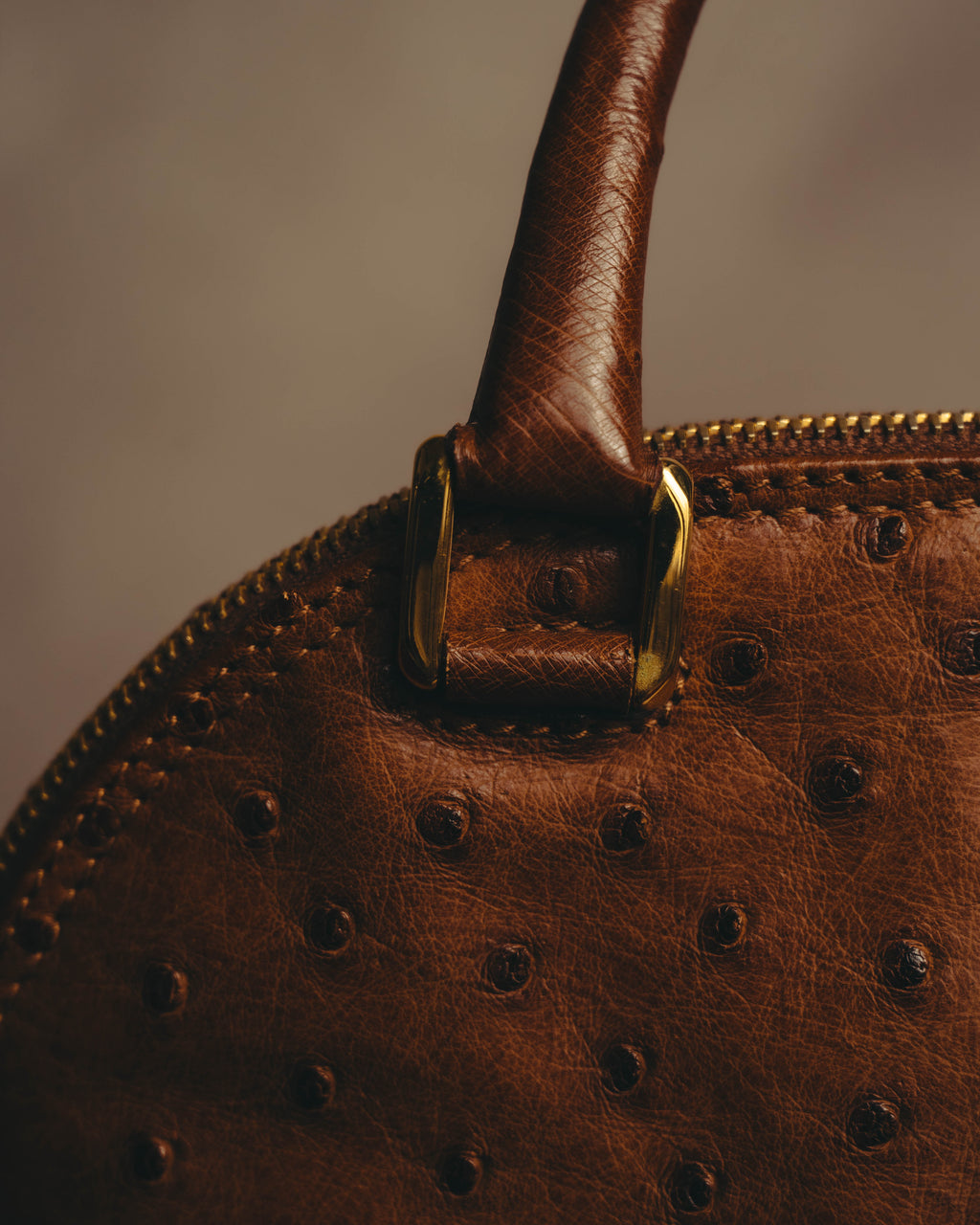 "LOEWE" 80's-90's Classic ostrich leather top handle handbag