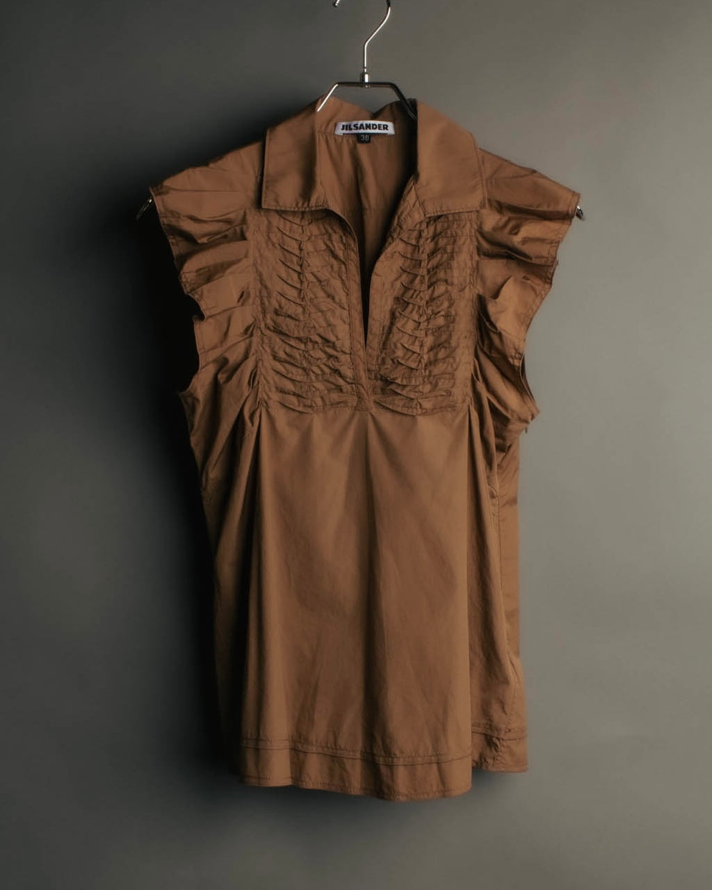 “JIL SANDER” 00’s-10’s Cotton pleated sleeveless blouse