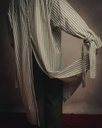 -SPECIAL- “LOEWE” 2010’s striped ribbon sleeve long gown coat