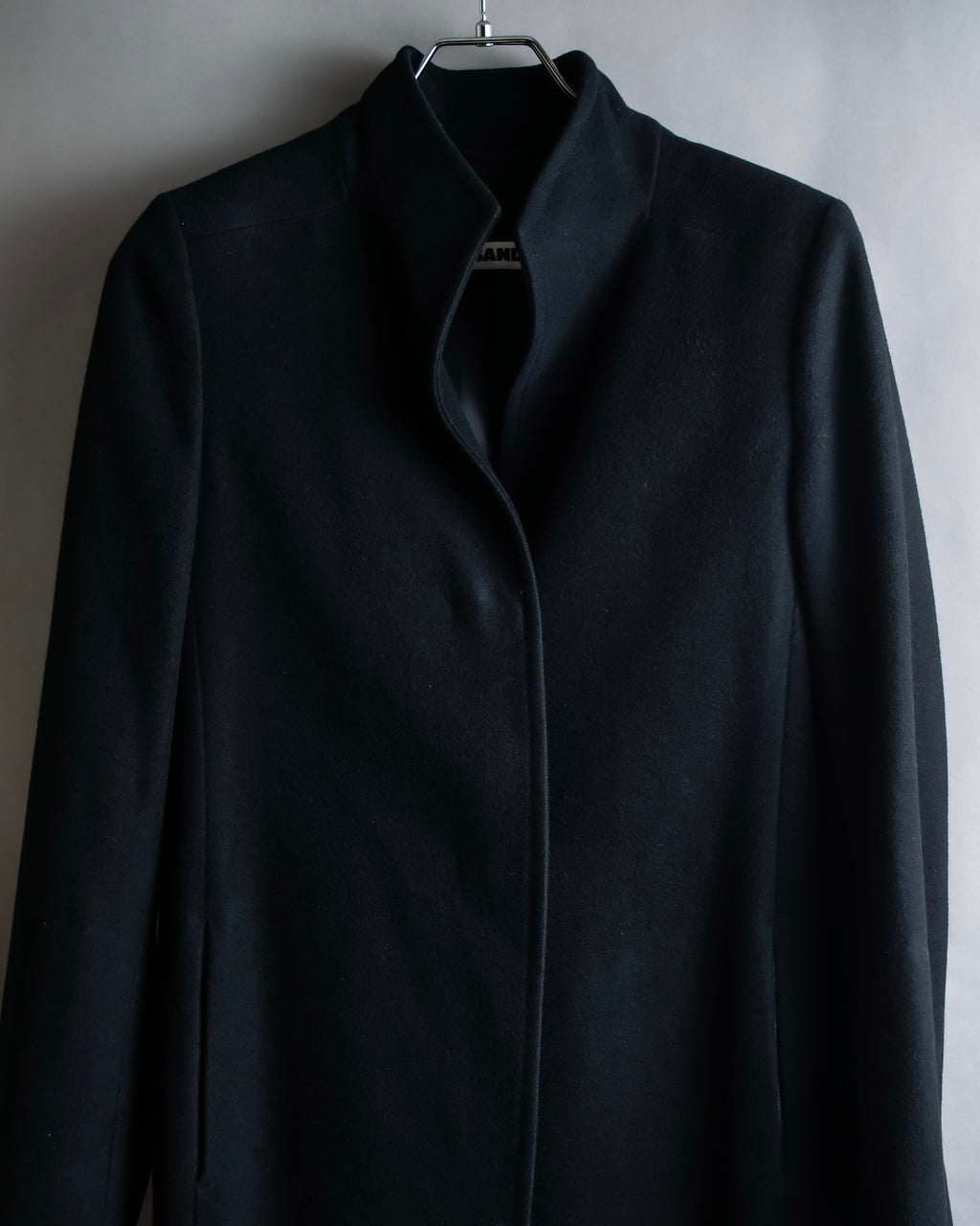 "JIL SANDER" 100% cashmere straight line stand collar coat