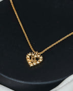 "Christian Dior" Rhinestone studded CD logo design in gold necklace