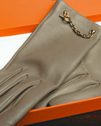 -SPECIAL- "Hermès" 20's Luxurious chain detailed lambskin leather gloves