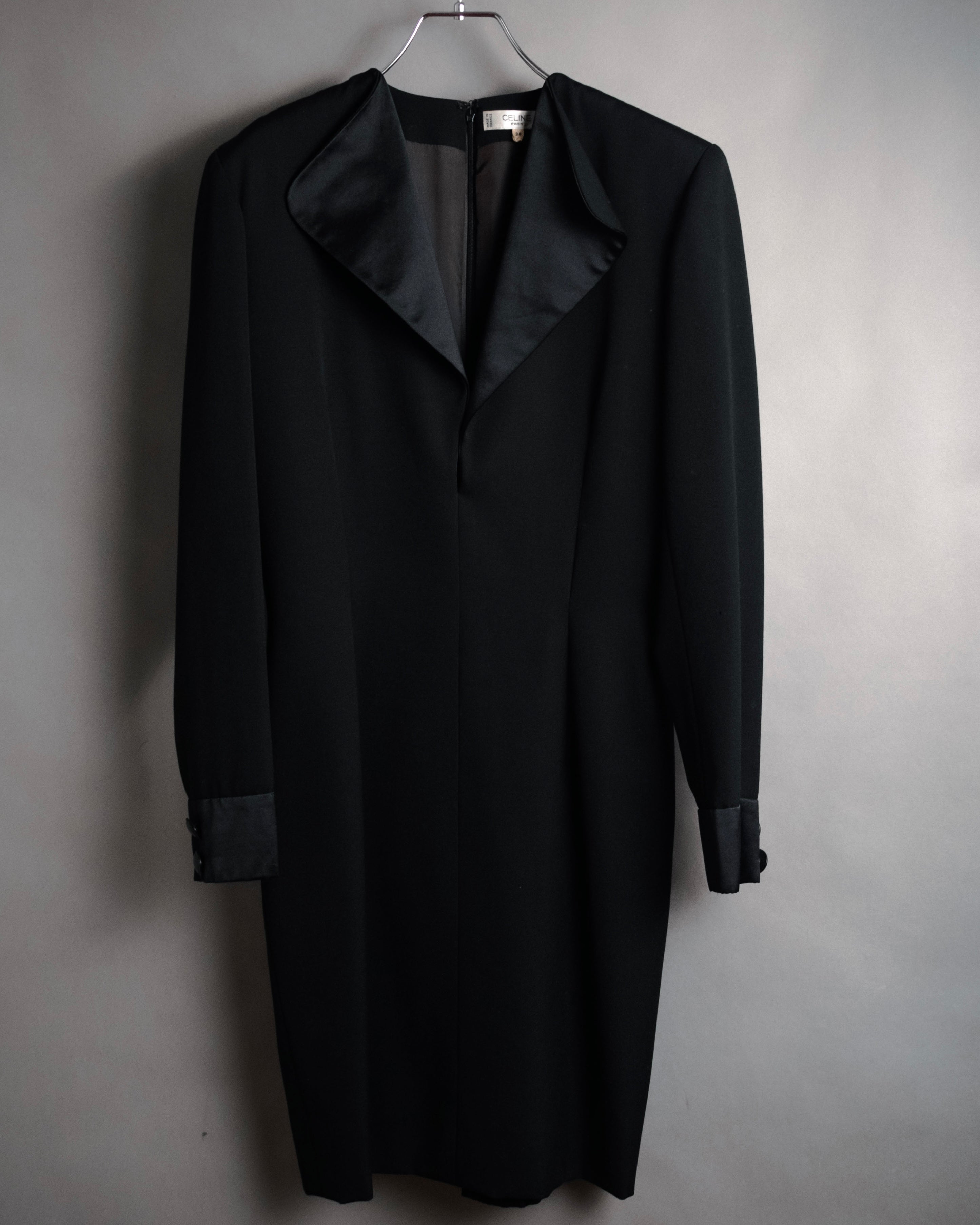 “CELINE” 2010–2013 Tuxedo satin lapel minimal dress