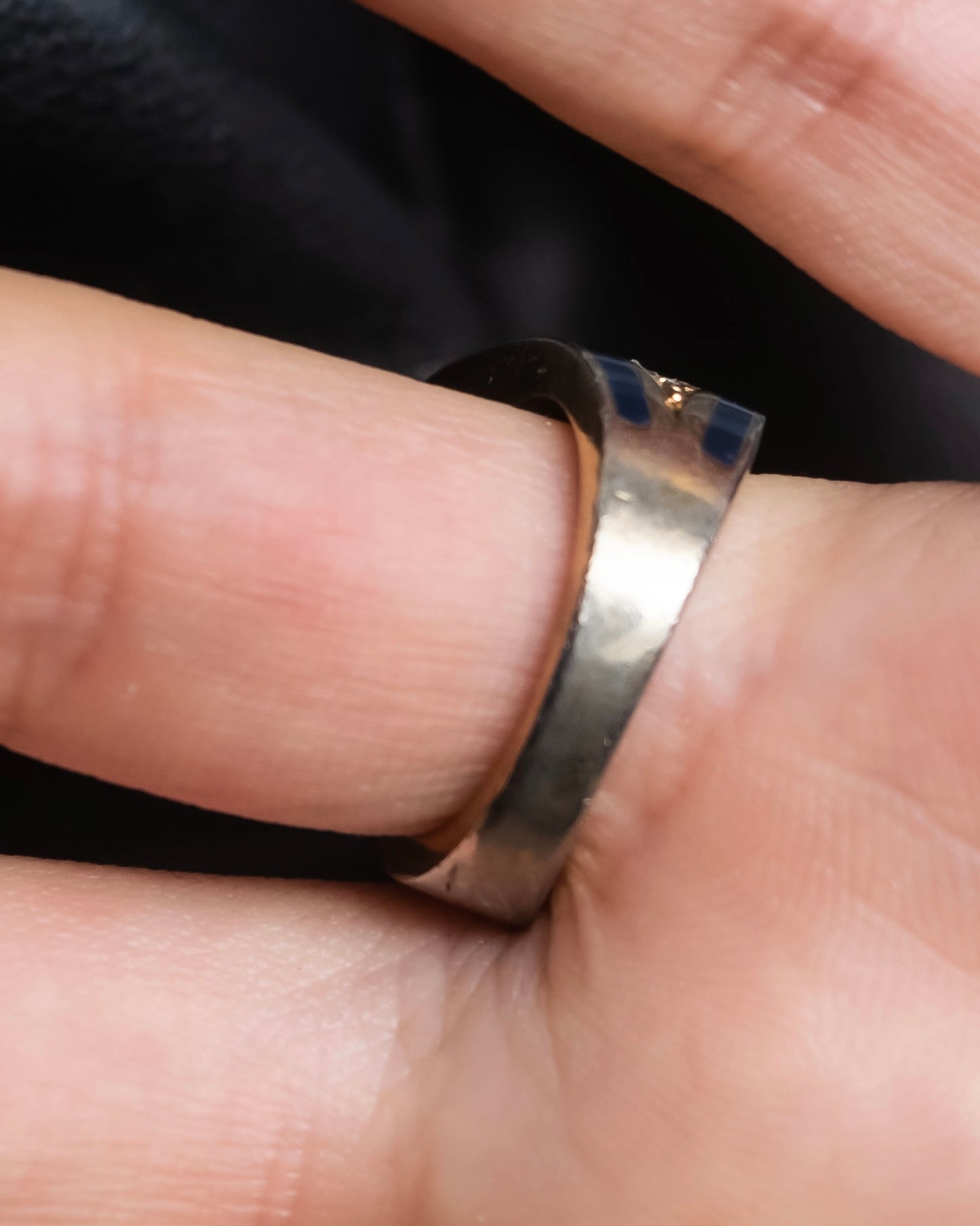 "Christian Dior" Diamond embedded blue line design ring