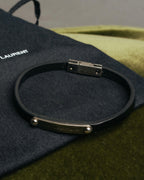 "Saint Laurent" 10's ID metal plate leather bracelet