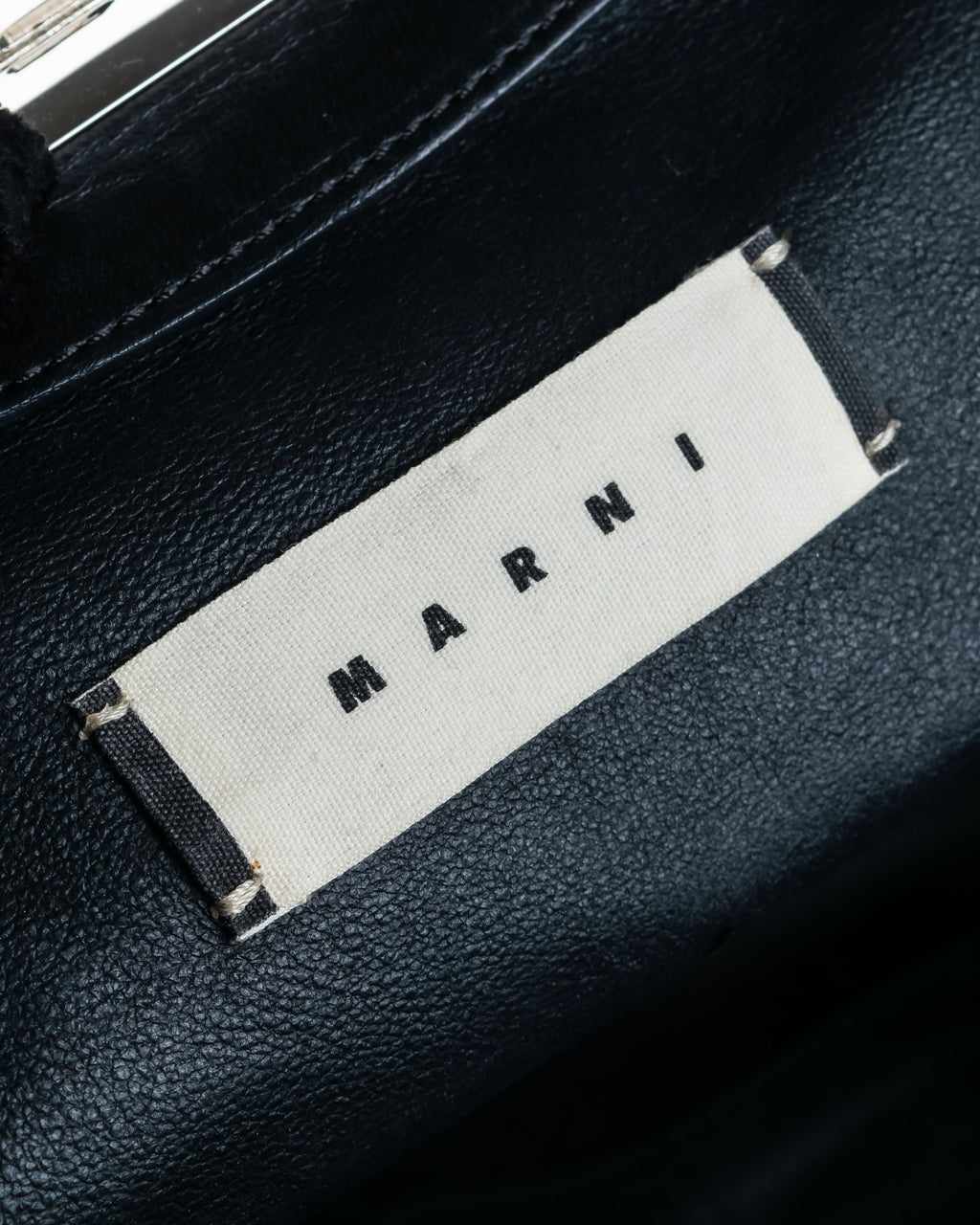 "MARNI" Side ribbon design rounded body leather bag