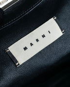 "MARNI" Side ribbon design rounded body leather bag