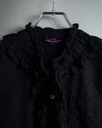 "tricot COMME des GARCONS"  80's Tiered ruffle design, dotted sheer blouse