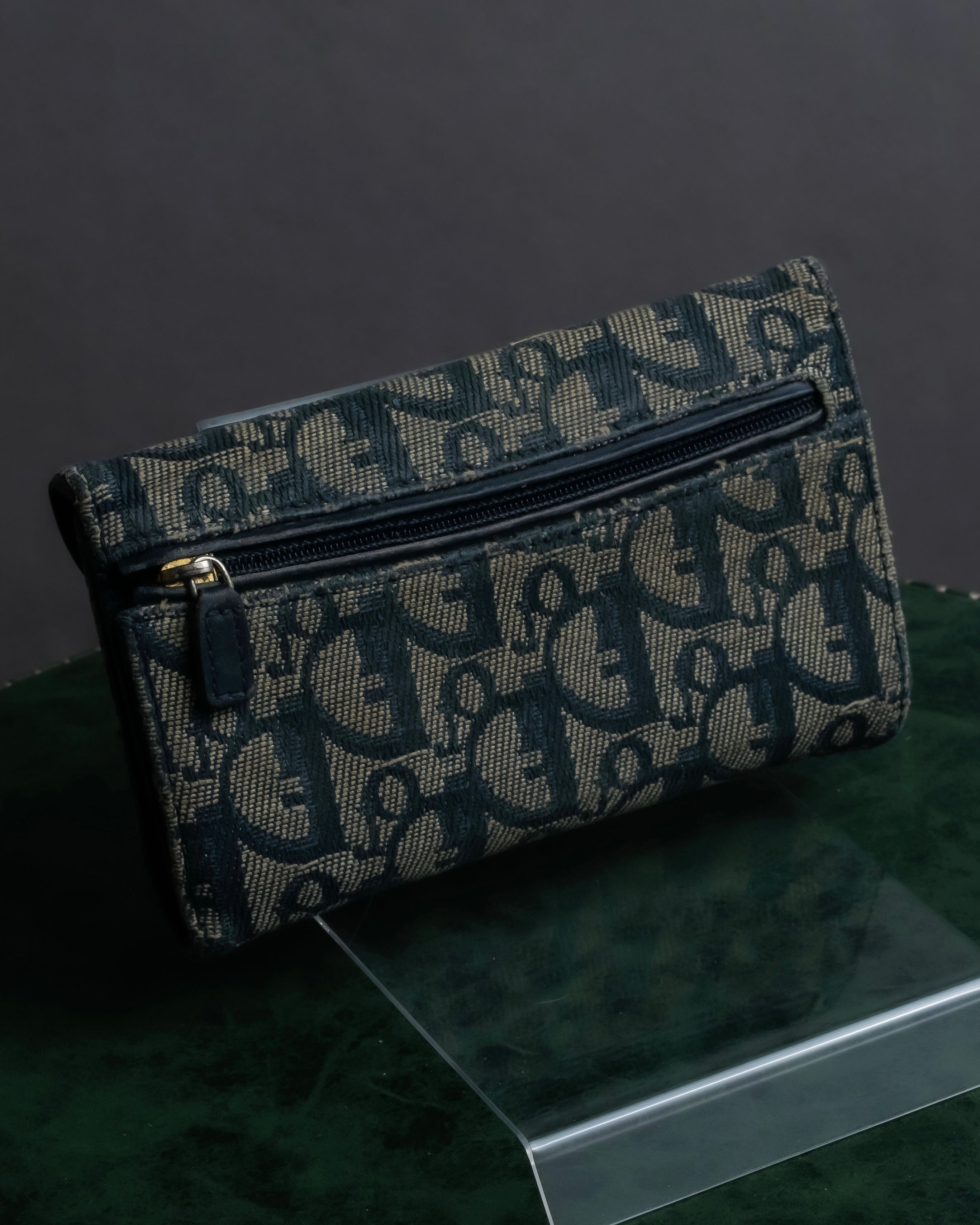 "Christian Dior" Trotter canvas logo engraved long wallet