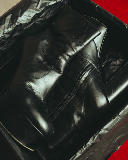 "SAINT LAURENT PARIS" 10's Dramatic leather platform ankle boots