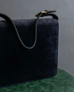 "GUCCI" Dark navy suede leather shoulder bag