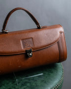 "BURBERRYS" Horizontally shaped brown leather one-handle bag