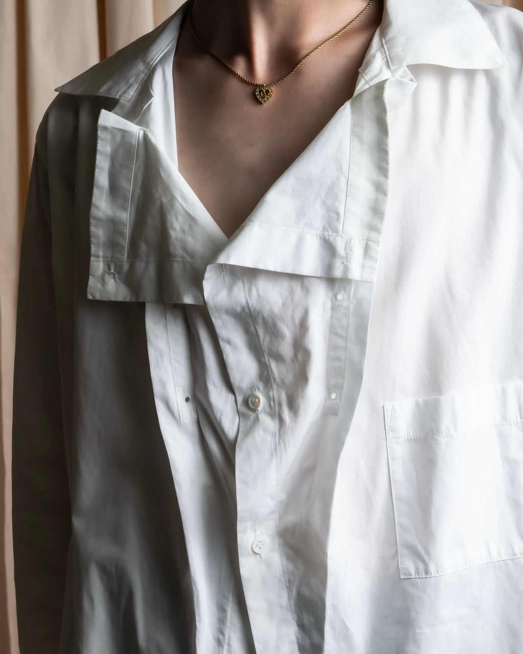 "YOHJI YAMAMOTO" 12SS Folded front panel cotton shirt