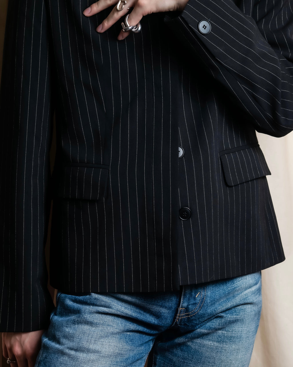 "Max Mara" Pinstripe short length tailored jacket