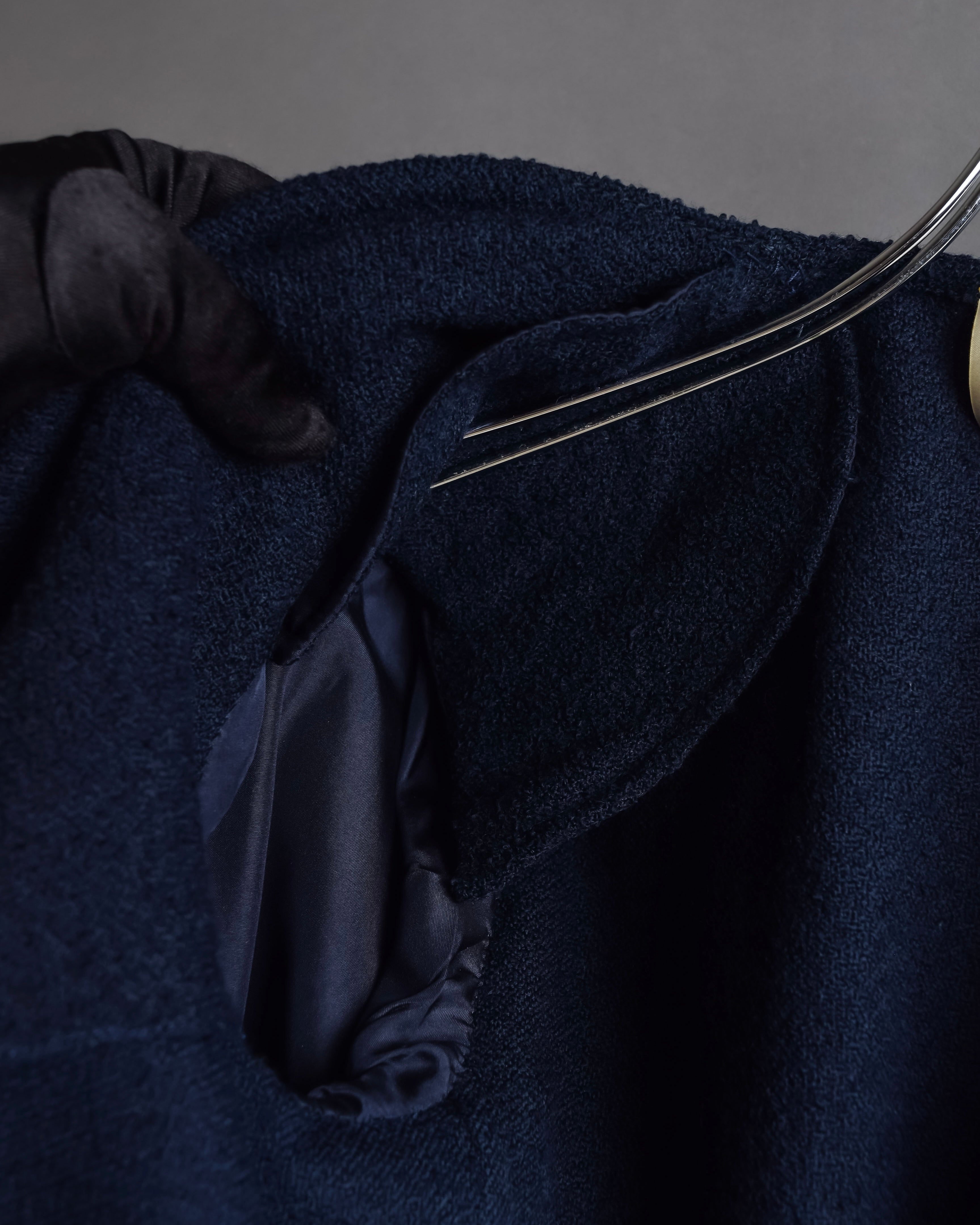 "VALENTINO" Wool boucle concealed front tailored jacket