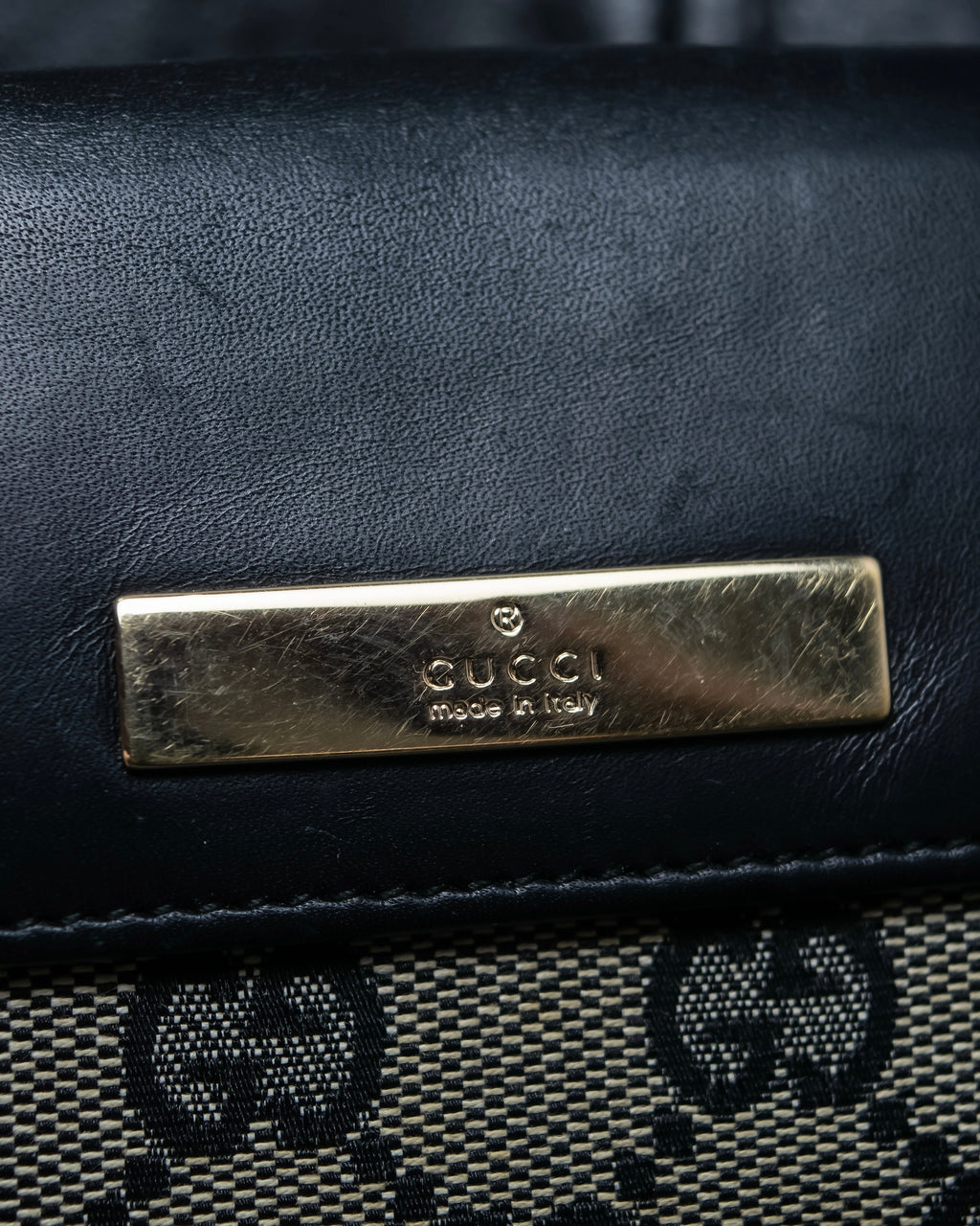 "GUCCI" GG pattern leather compact wallet