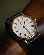 “Yves Saint Laurent” 80’s-90’s coin edge quartz leather watch