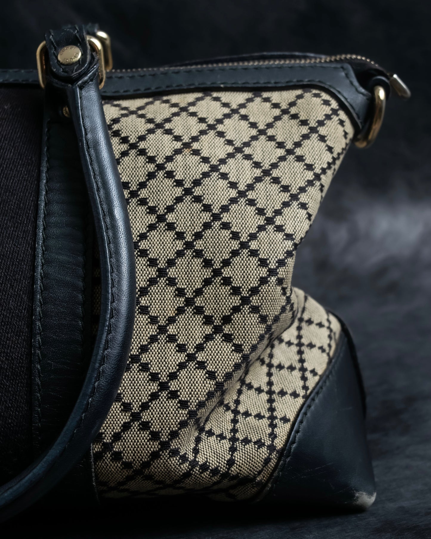 "GUCCI" Diamante pattern one handle canvas bag