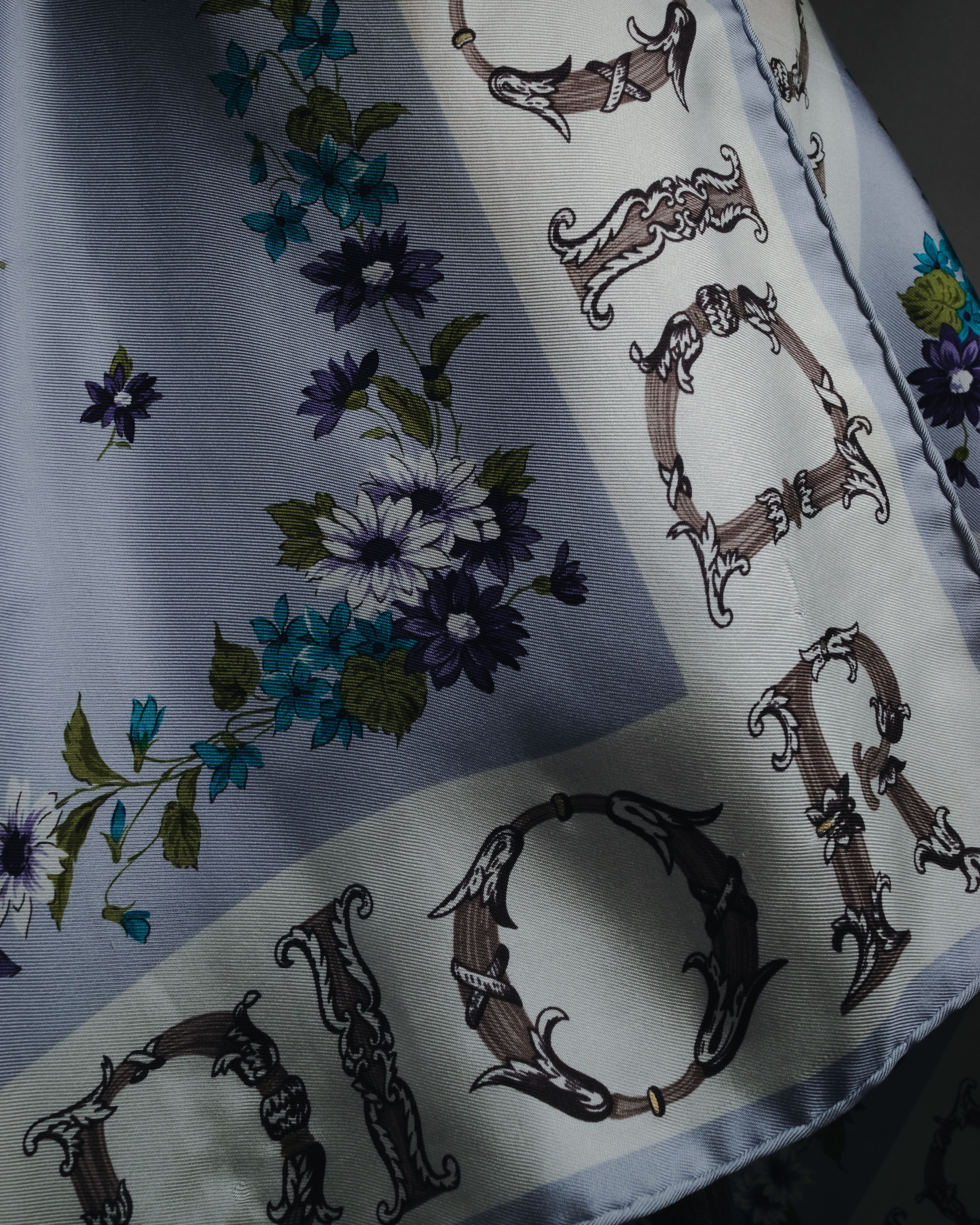 "Christian Dior" 80’s-90’s botanical dior typography silk scarf