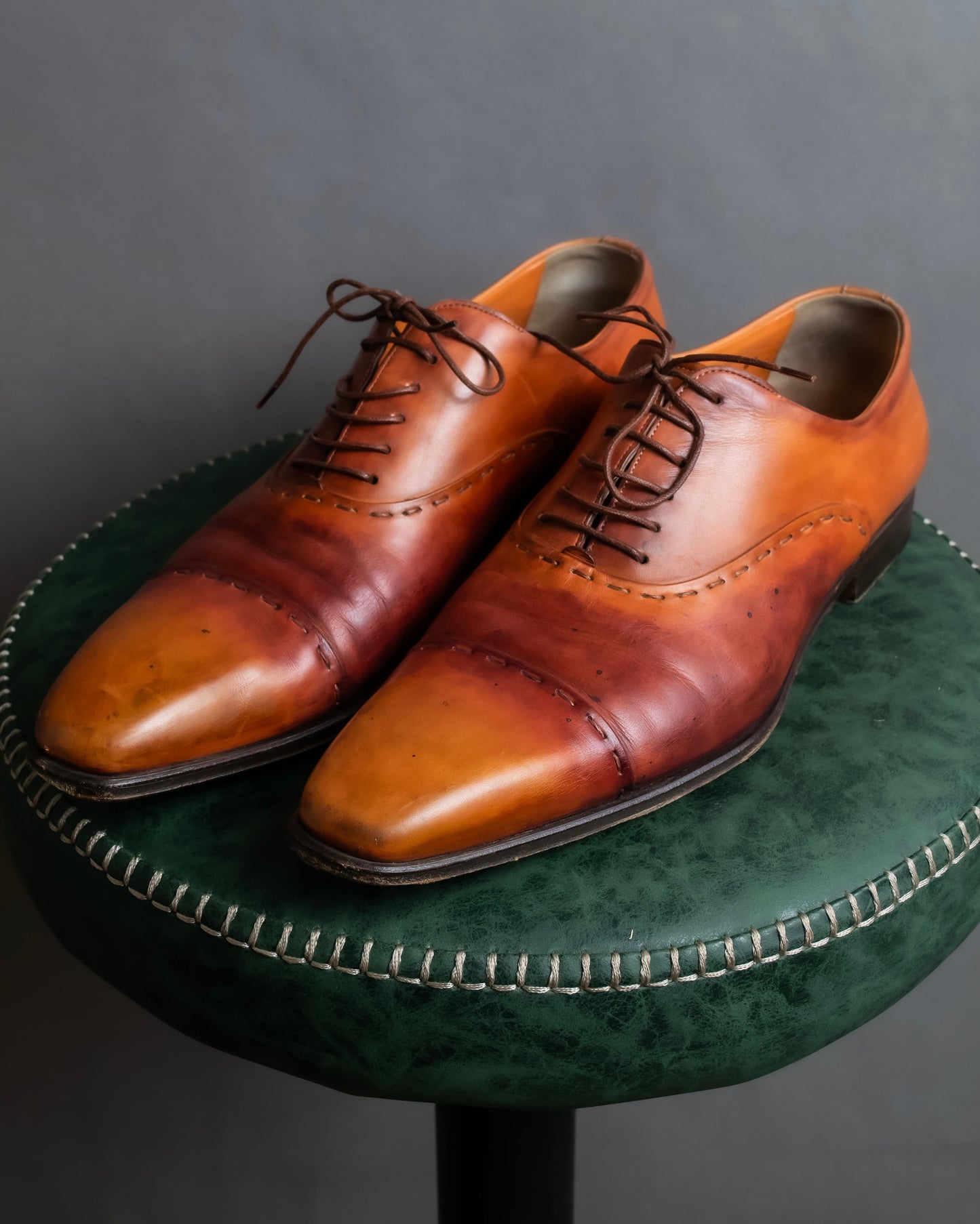 "Santoni" Gradient color leather derby shoes"