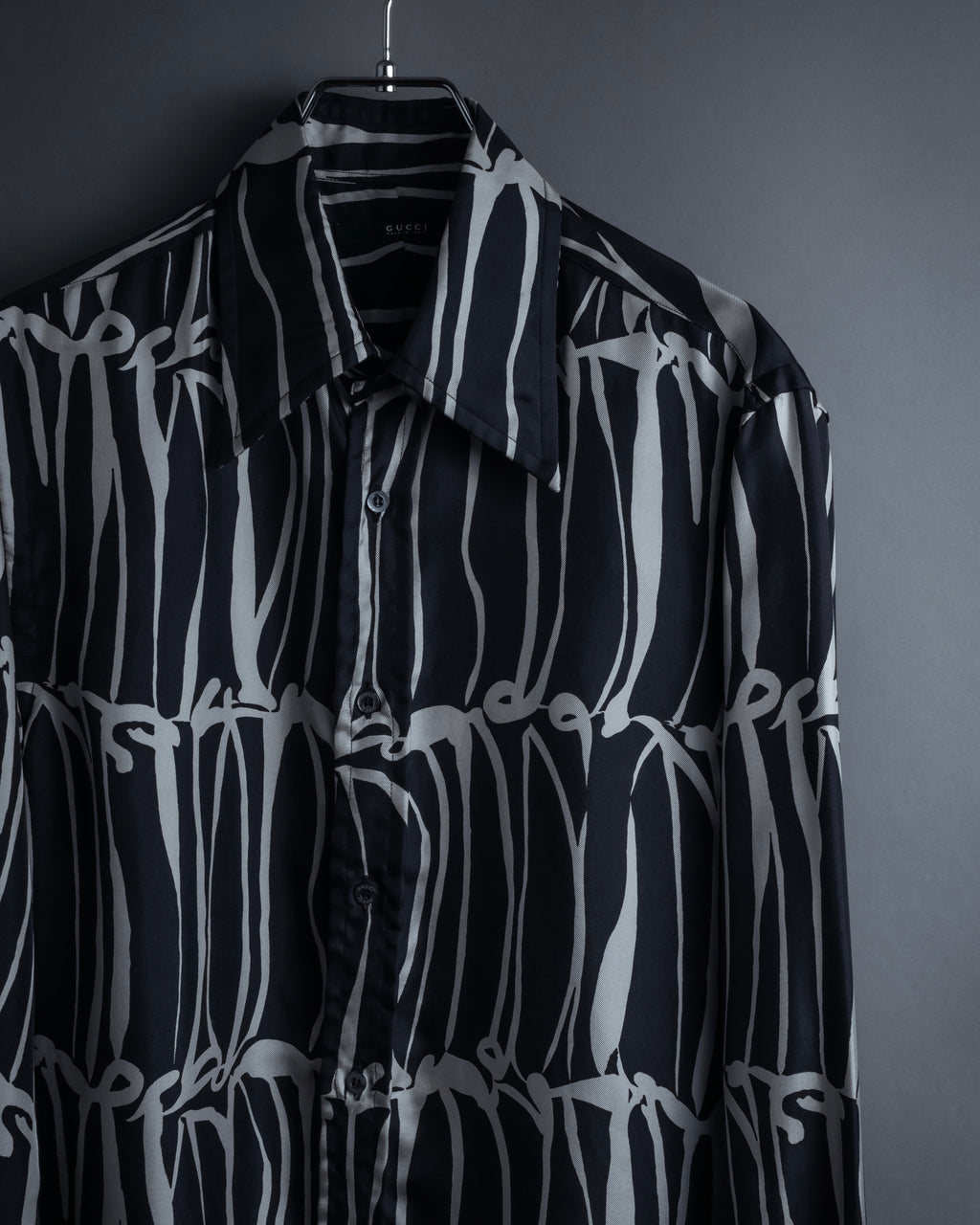 "GUCCI" Handwritten calligraphy pattern silk shirt