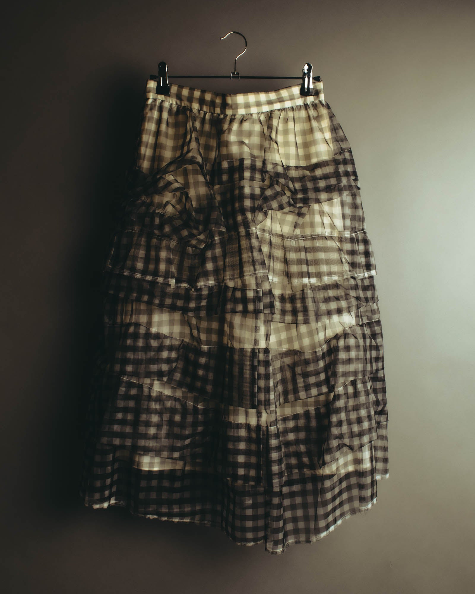 -SPECIAL- "tricot COMME des GARÇONS" 07SS Gingham check sheer tiered ruffle skirt