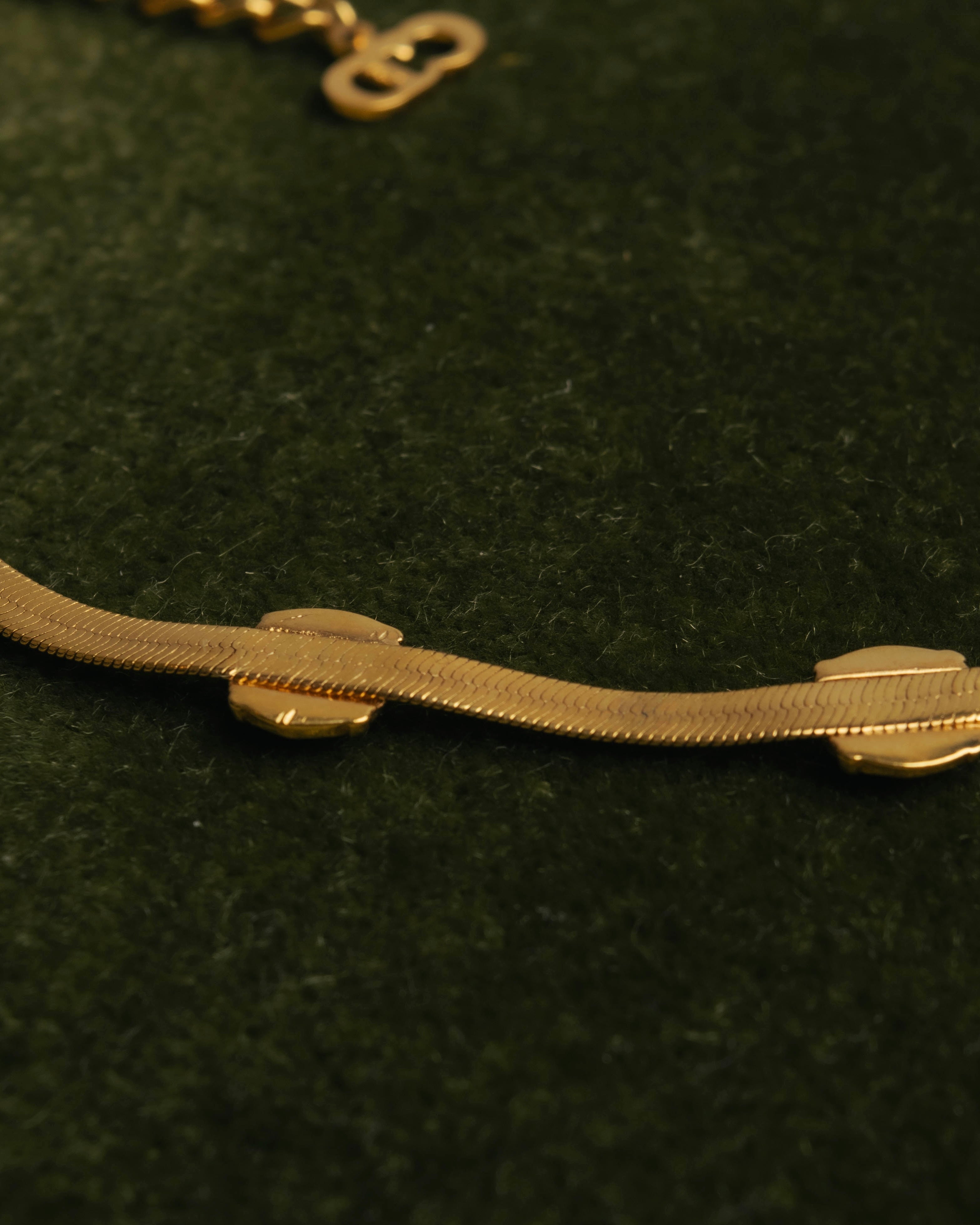 "Christian Dior" 90's-00's Fluted gold tone chain anklet