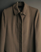 -SPECIAL- "FENDI" 90's-00's Cashmere blend long coat with leather contrast