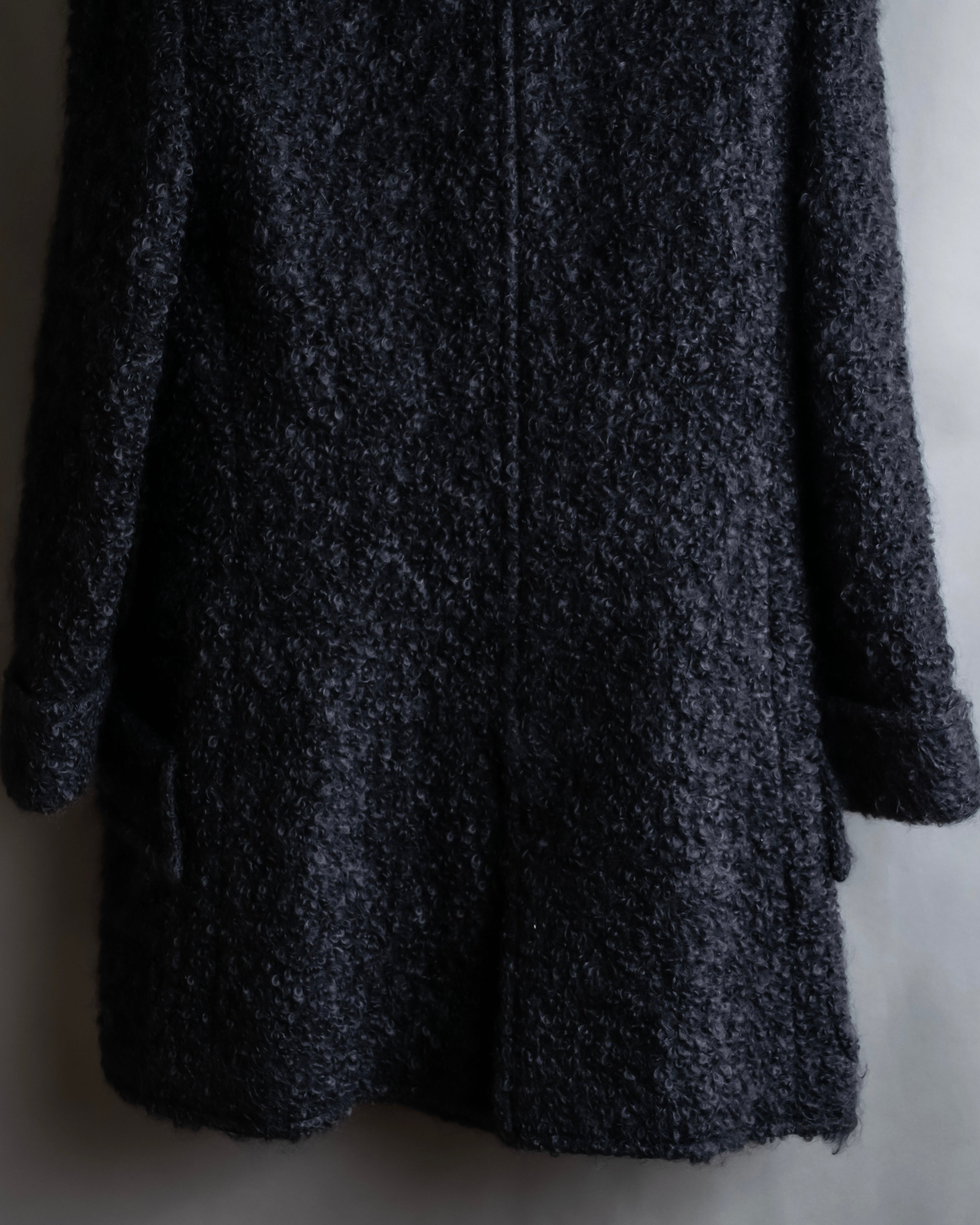"Valentino Garavani" Fur collar boucle wool mid-length coat