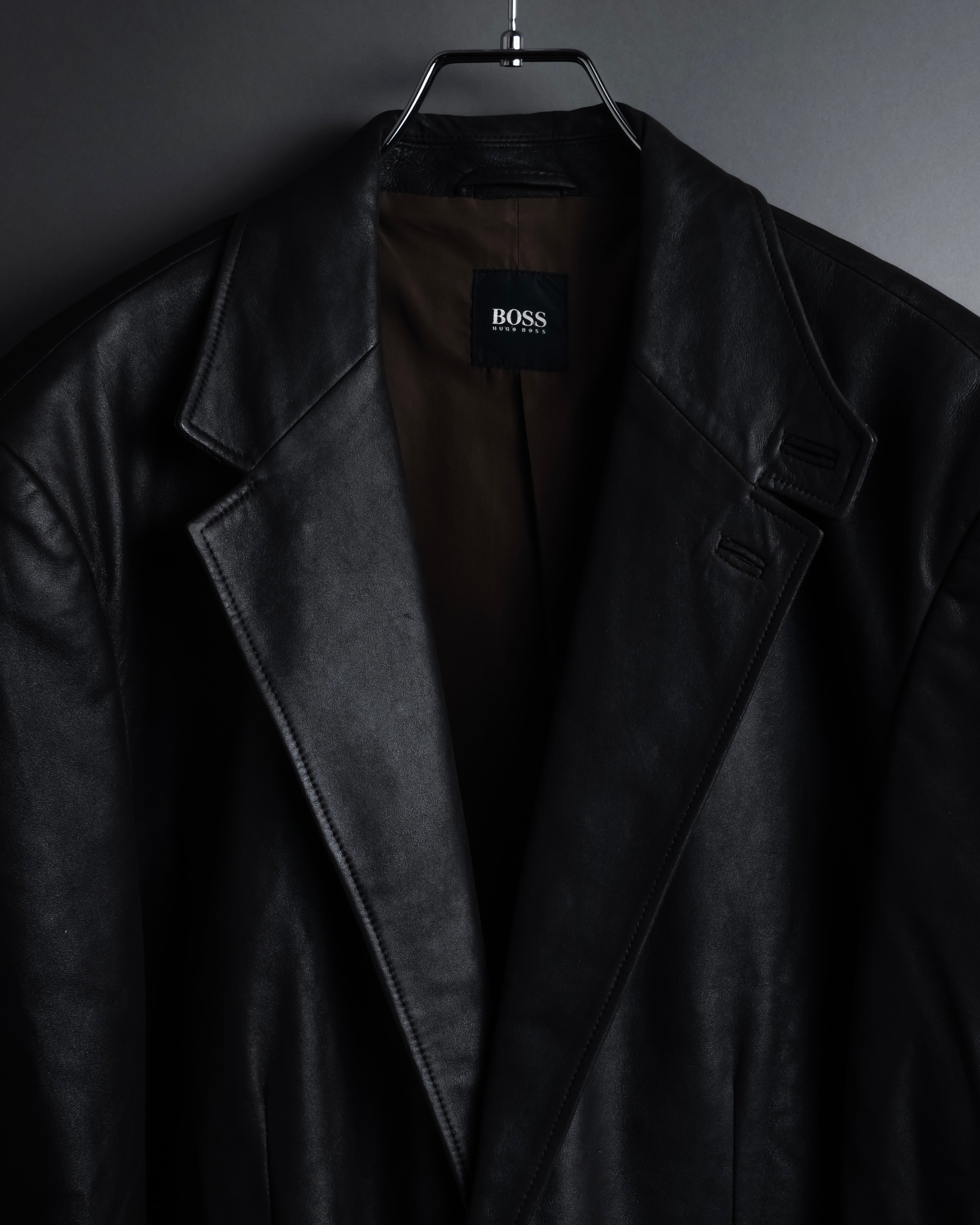 "HUGO BOSS" Oversized calf leather tailored jacket
