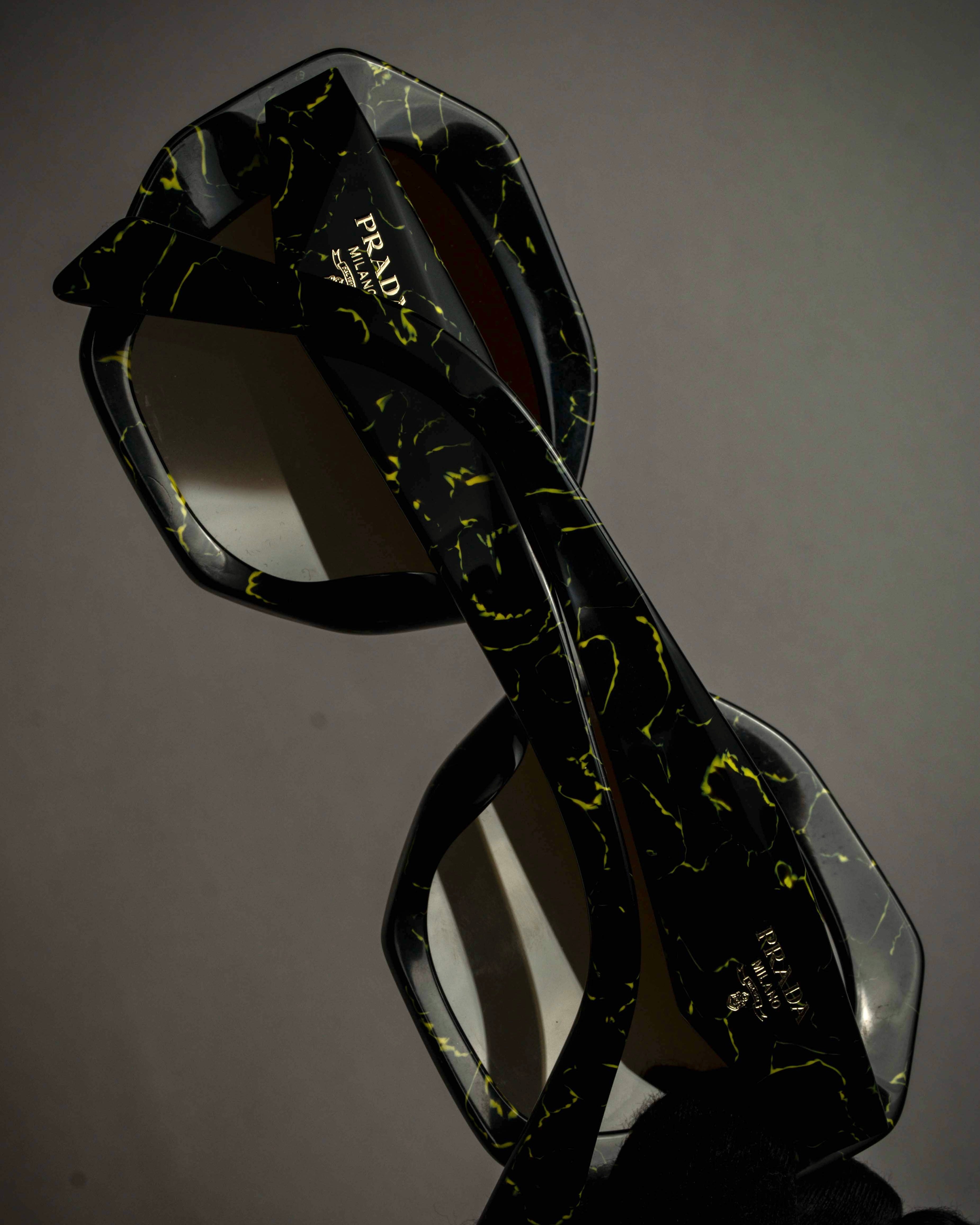 "PRADA" Yellow marble acetate sunglasses