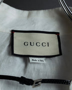"GUCCI" Michele period ruffle round collar linen pullover shirt