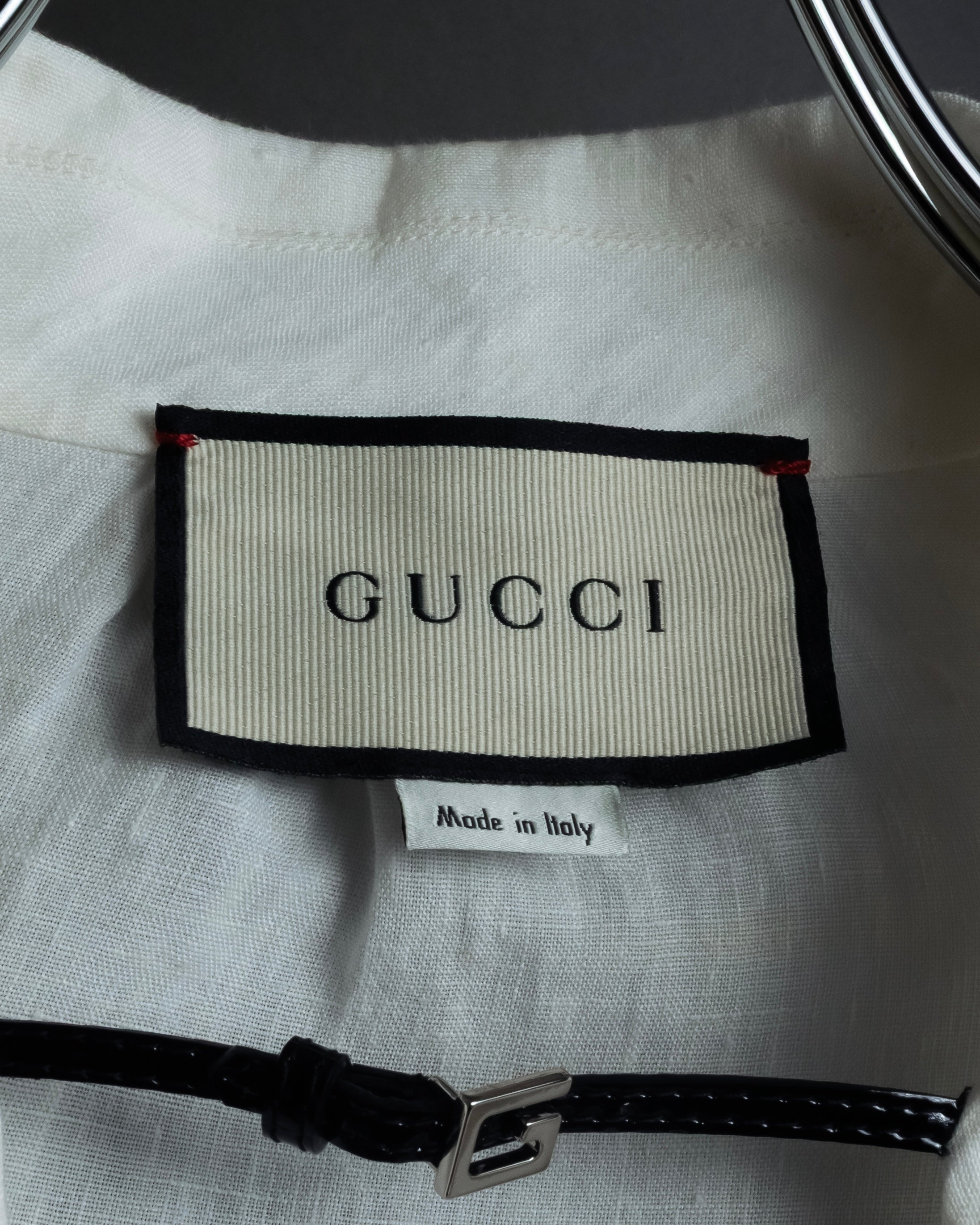"GUCCI" Michele period ruffle round collar linen pullover shirt