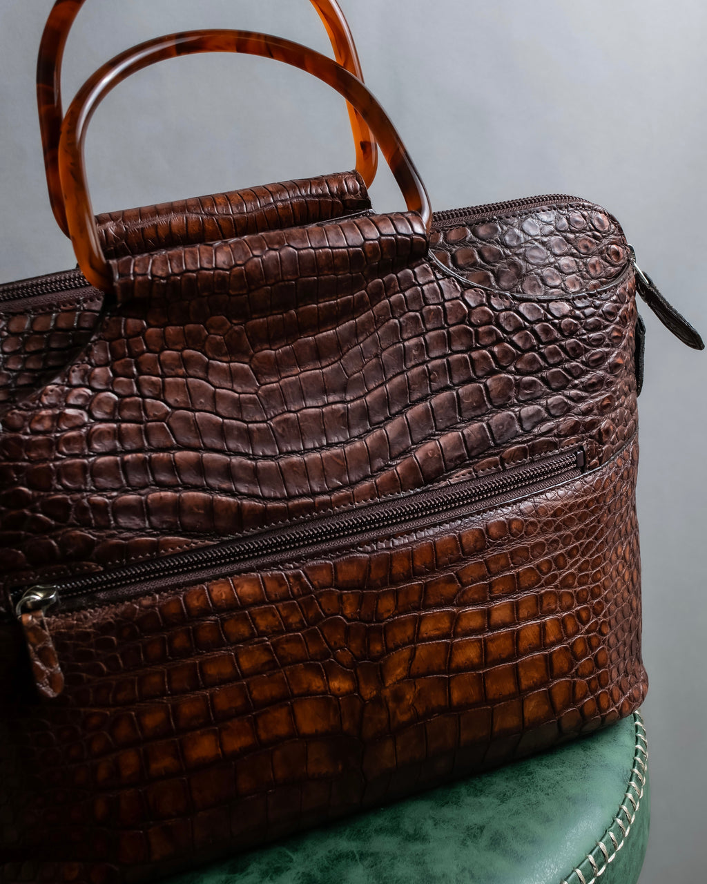"Furdi" Crocodile embossed leather handbag
