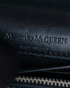 "Alexandar McQueen" Two-tone crystal clasp leather shoulder wallet