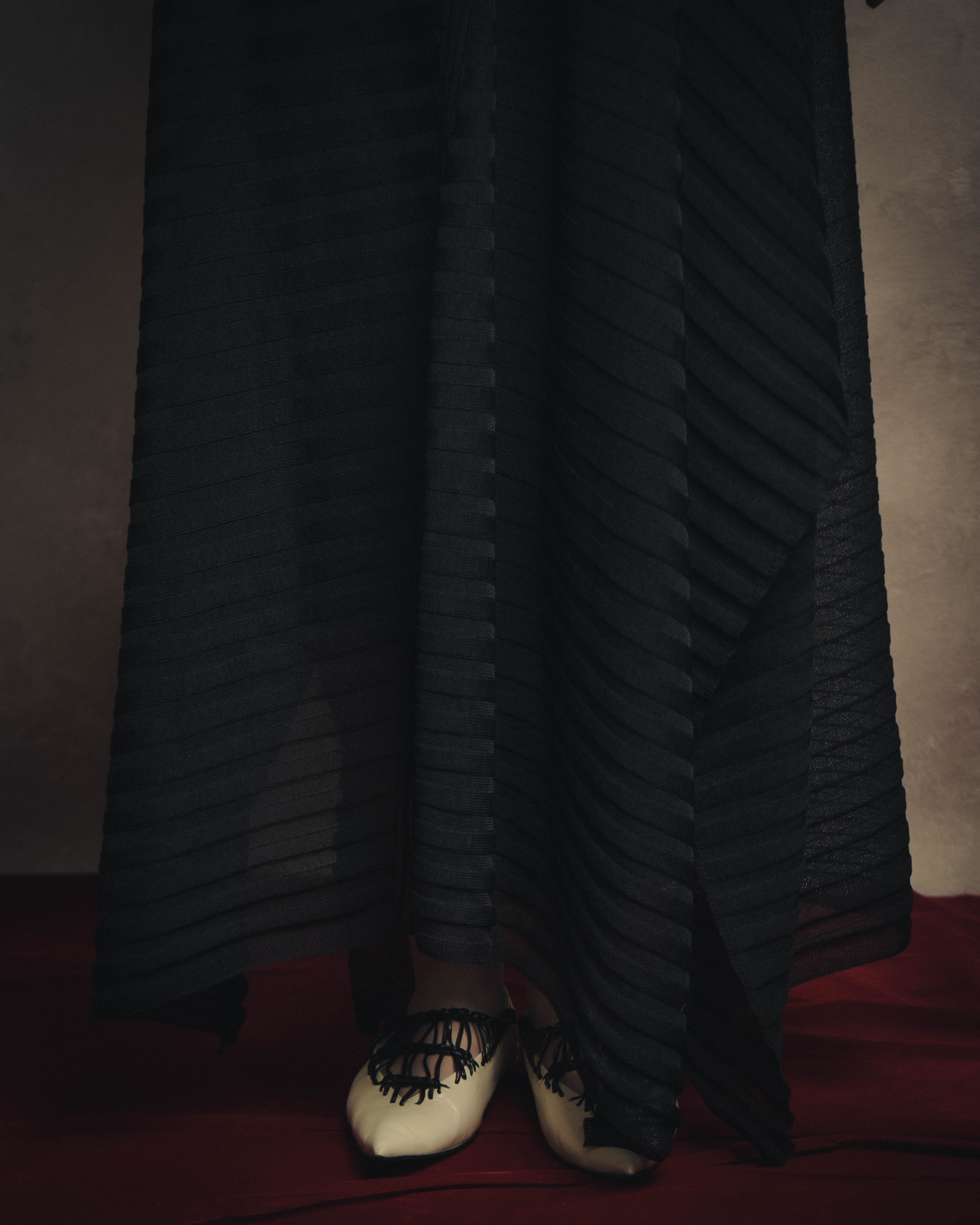 -SPECIAL- “Christian Dior“ 00’s-10’s Sheer ribbed asymmetric long skirt
