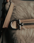 “Salvatore Ferragamo” 00’s Fur panel suede shoulder bag